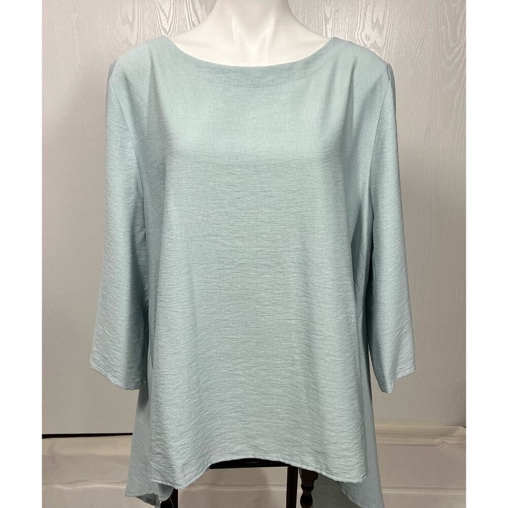 Nilgun Derman Niche 1X Top Rayon Blend Blouse Aqua